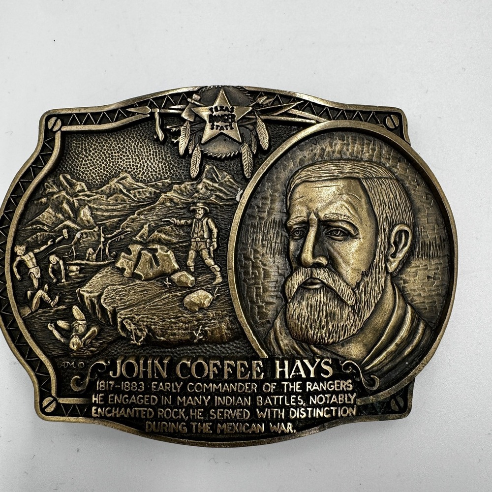 The Texas Ranger Collection John Coffee Hays Solid Brass Belt Buckle Ltd Ed 493